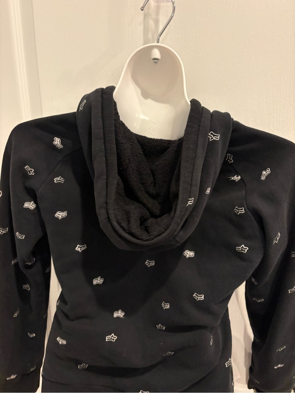 Fox Girls Black Logo Head Zip-up Hoodie Size M - Picture 7 of 9